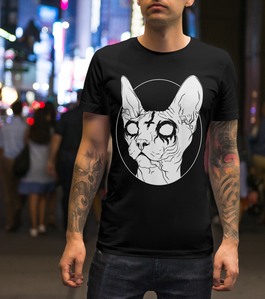 Sphynx Cat Black Metal Goth Death Aesthetic T-Shirt
