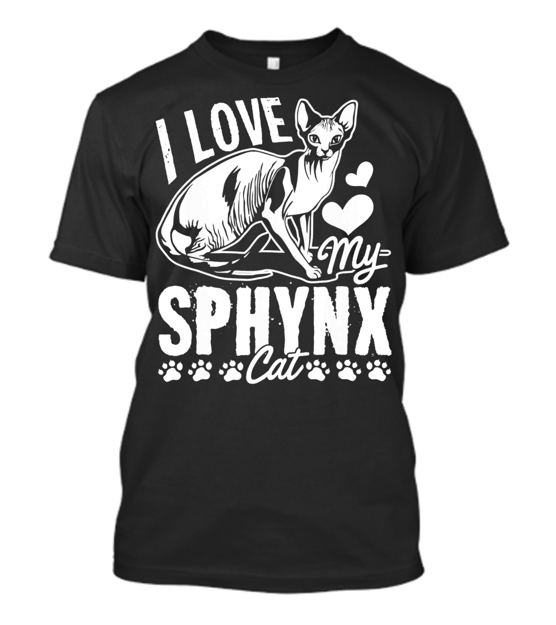 I Love My Sphynx Cat Sphynx Cat Paw Prints Hearts T-Shirt