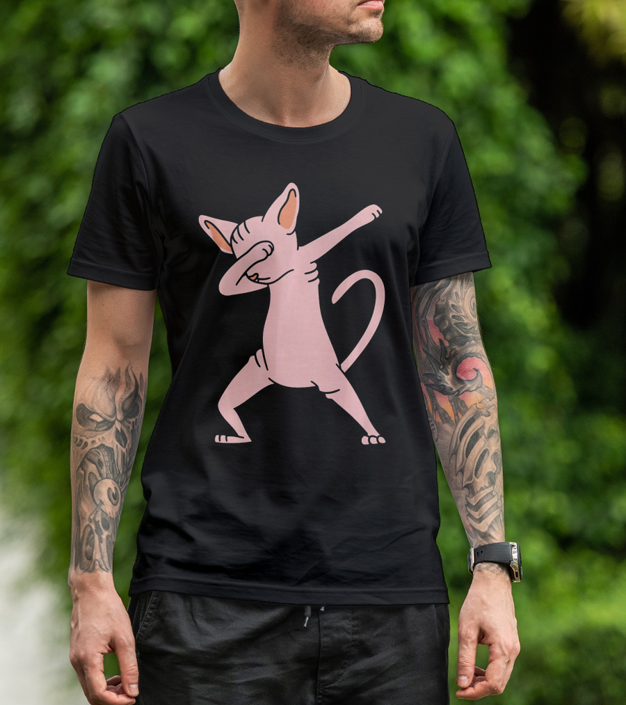 Dabbing Sphynx Cat Dab Dance Funny Pet Trendy Gesture T-Shirt