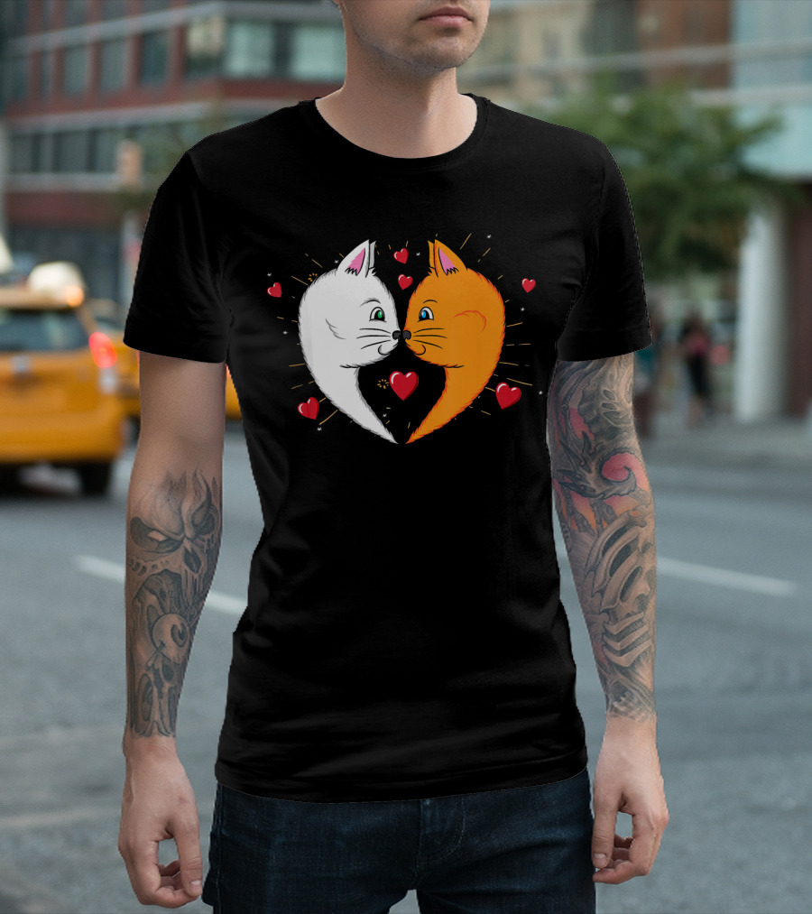 Cat Lovers Kitten Valentines Day Hearts and Love Cats T-Shirt
