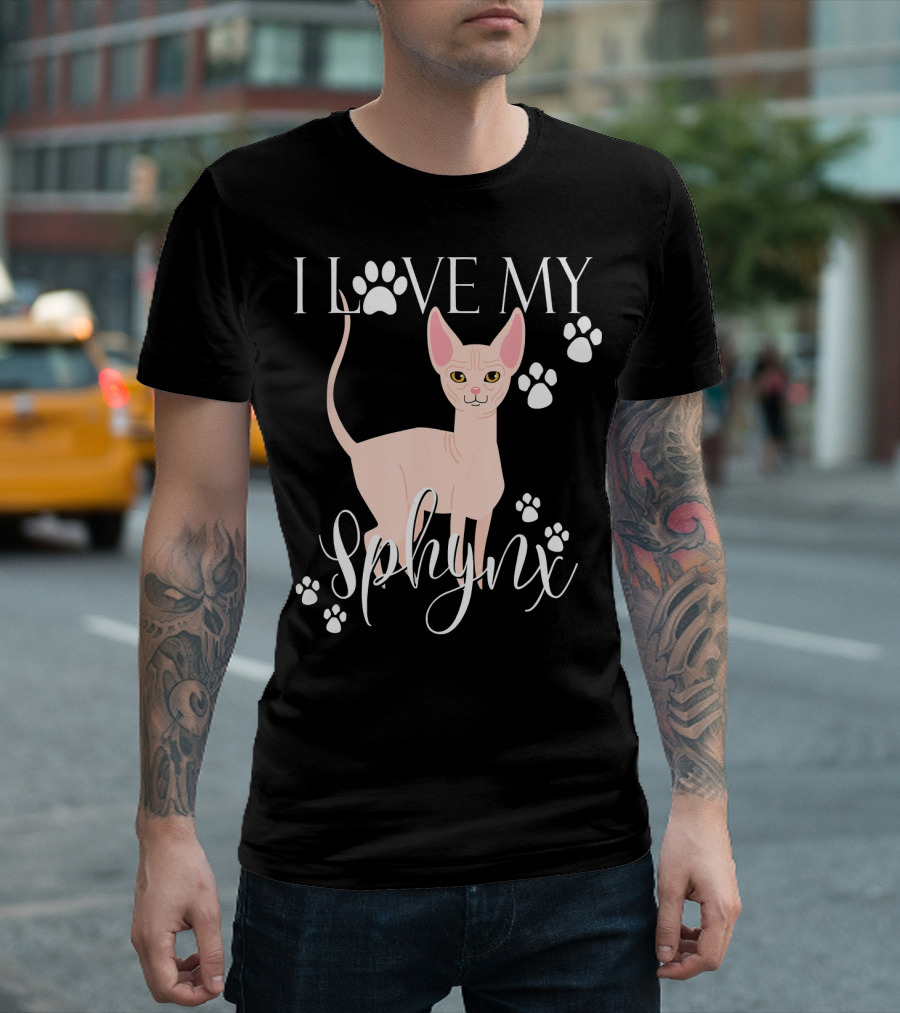 I Love My Sphynx Cat Paws Cats Lady T-Shirt