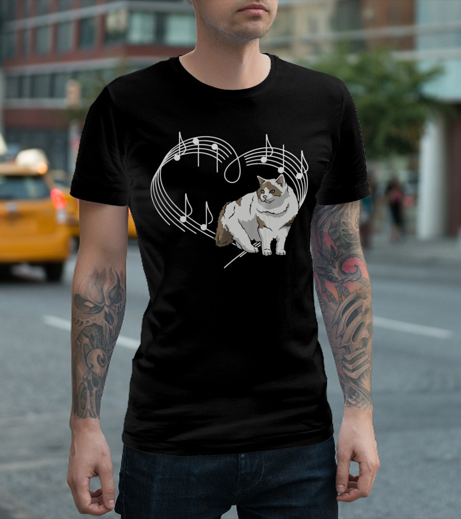 Heartbeats Rhythm Ragdoll Cat Pet Love T-Shirt