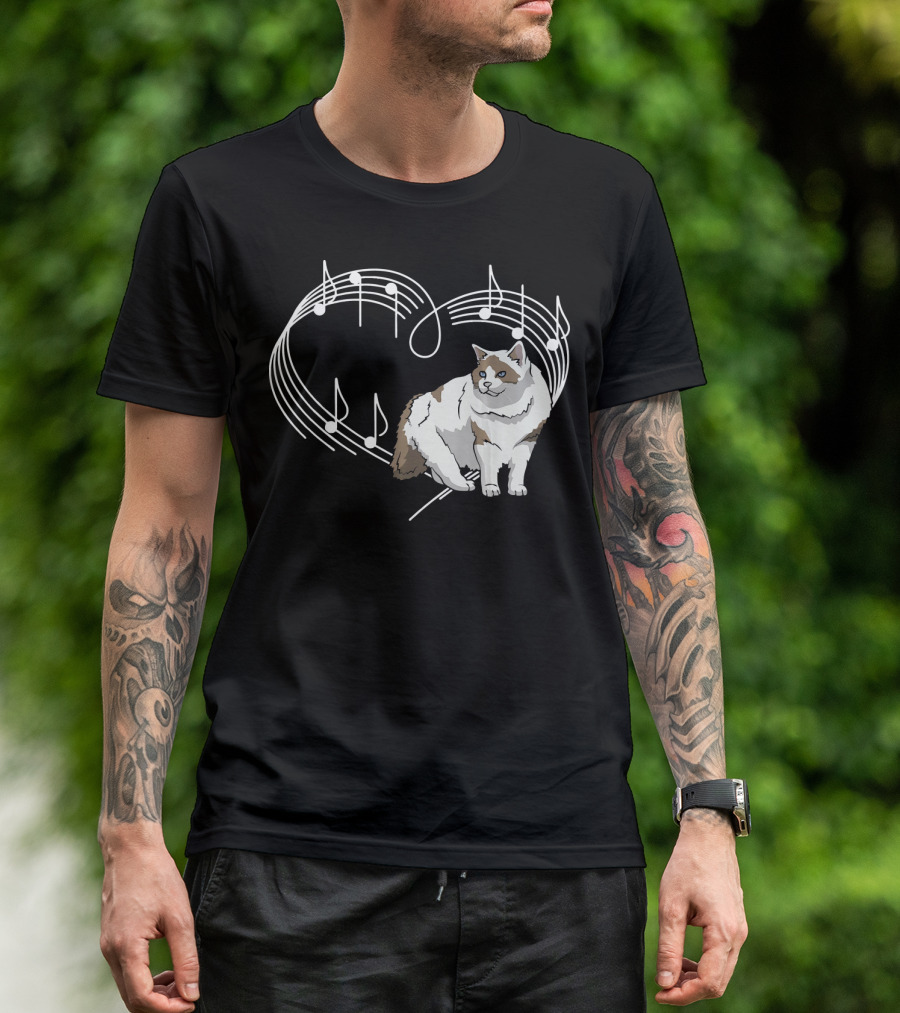 Heartbeats Rhythm Ragdoll Cat Pet Love T-Shirt