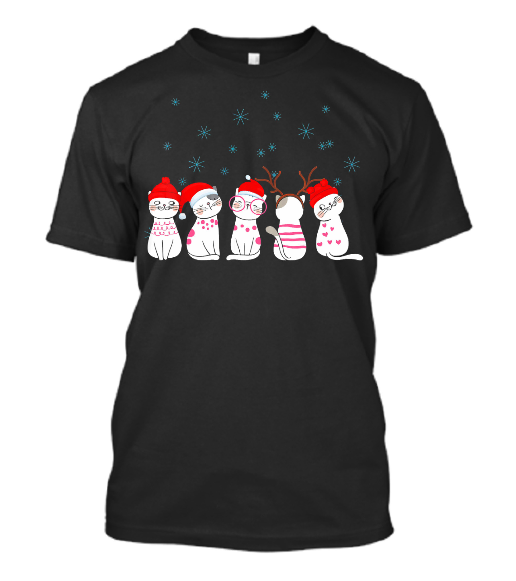 Xmas Cats Cute Animal Cat Lover Pet Festive Holiday Kittens With Hats And Antlers T-Shirt