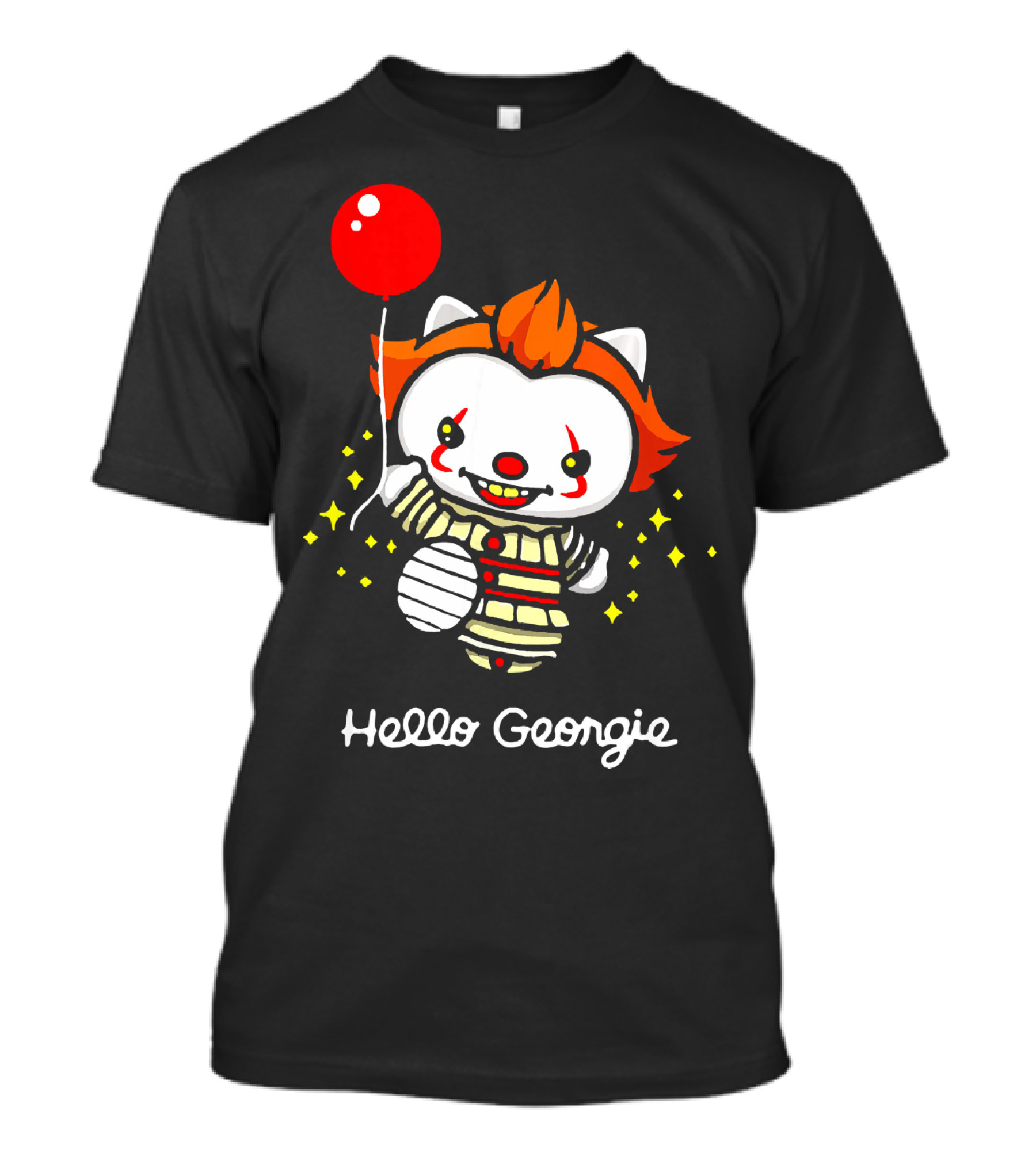 Hello Georgie Kitten Cat Clown Pennywise Balloon T-Shirt