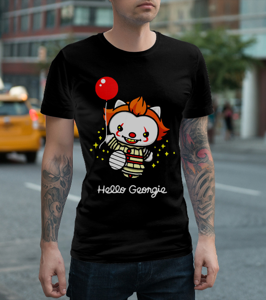 Hello Georgie Kitten Cat Clown Pennywise Balloon T-Shirt
