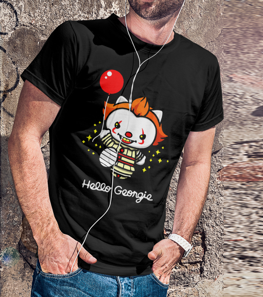 Hello Georgie Kitten Cat Clown Pennywise Balloon T-Shirt