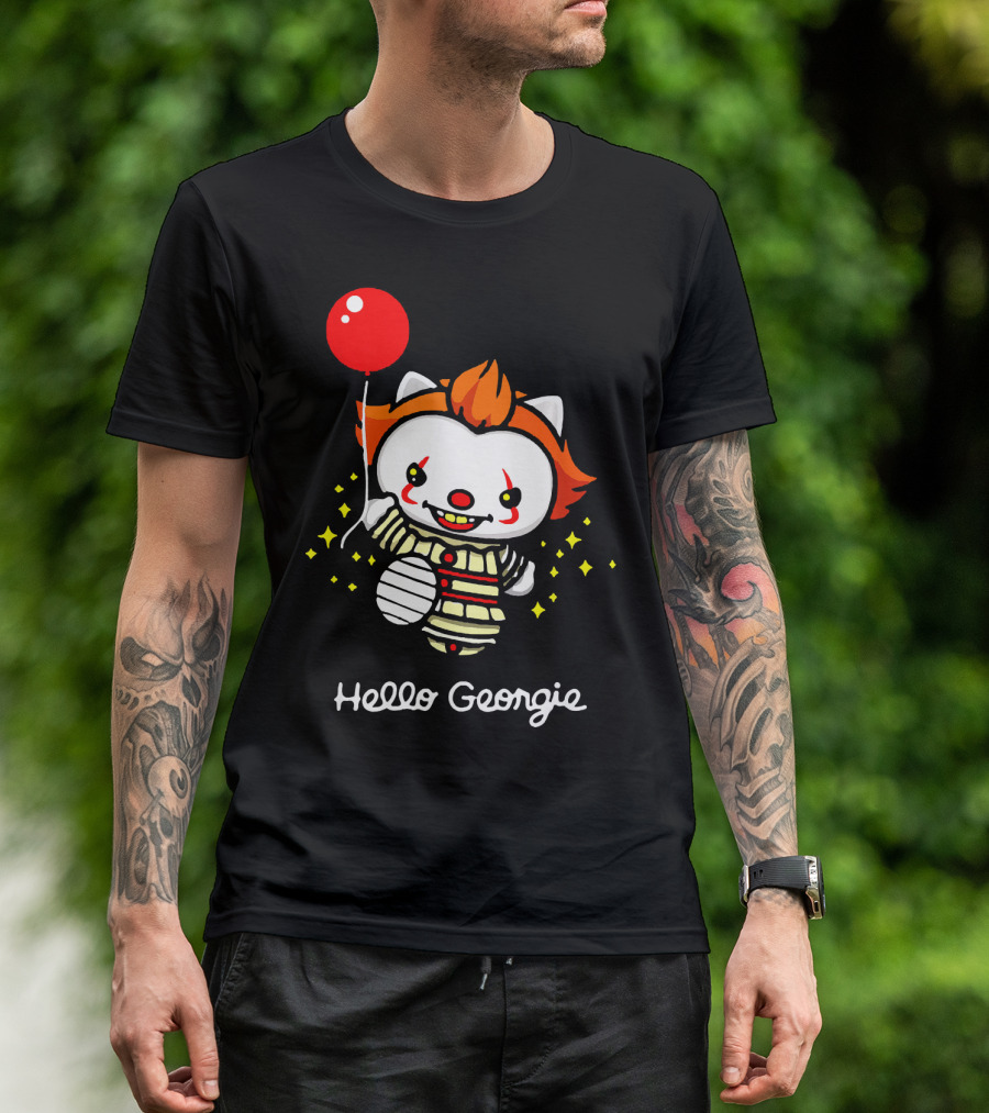 Hello Georgie Kitten Cat Clown Pennywise Balloon T-Shirt