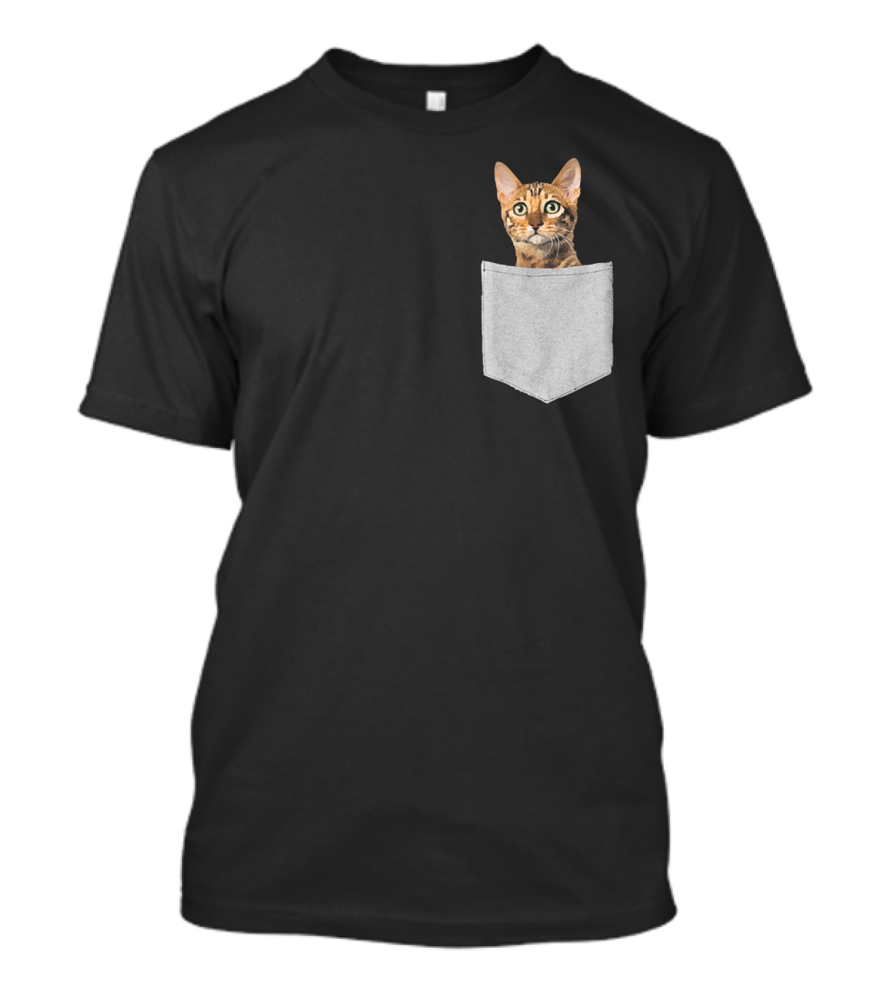 Funny Bengal Cat Peeking From Pocket Cute Kitty T-Shirt
