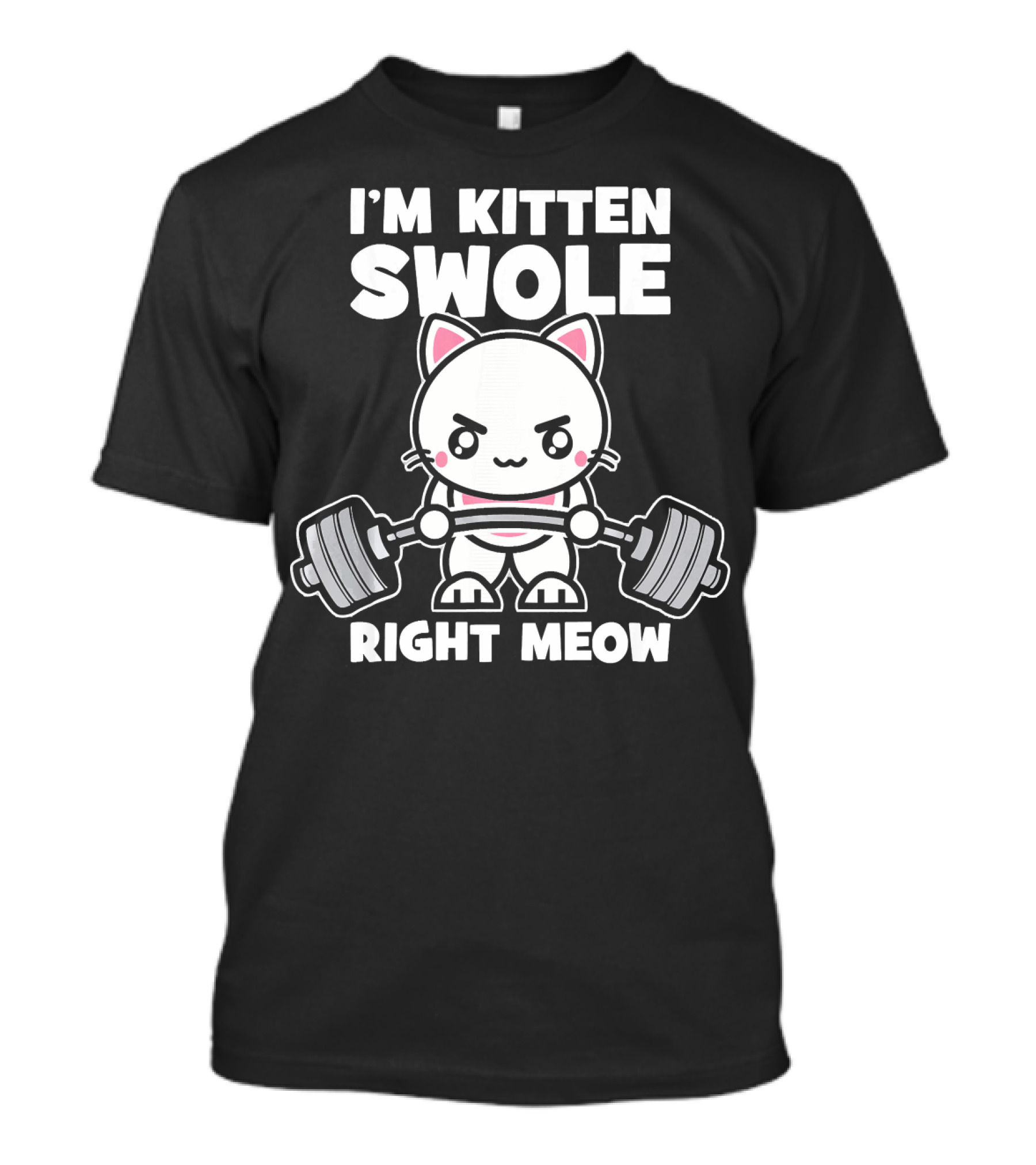 I'm Kitten Swole Right Meow Gym Fitness Cat Lifting Weights T-Shirt