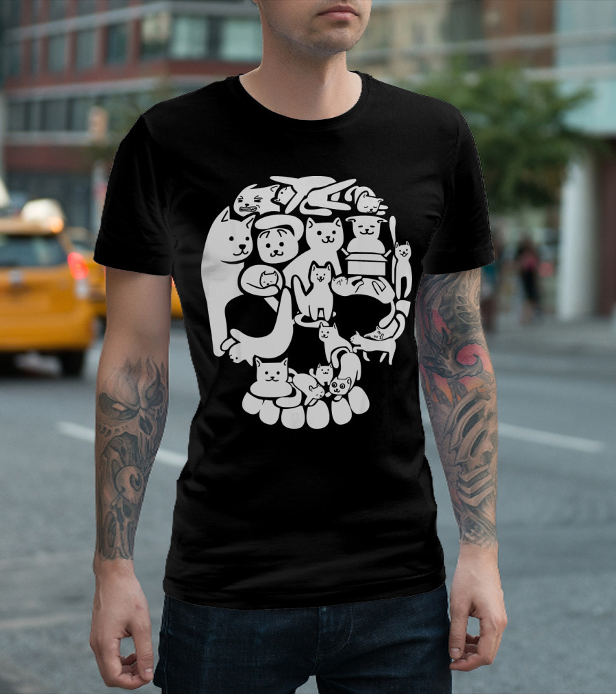 Halloween Kitten Skull Cat Breed Collage T-Shirt
