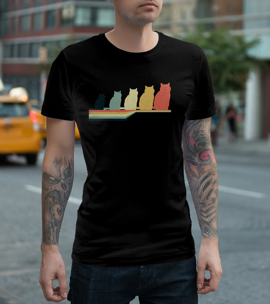 EXOTIC SHORTHAIR Retro Style Colorful Cat T-Shirt