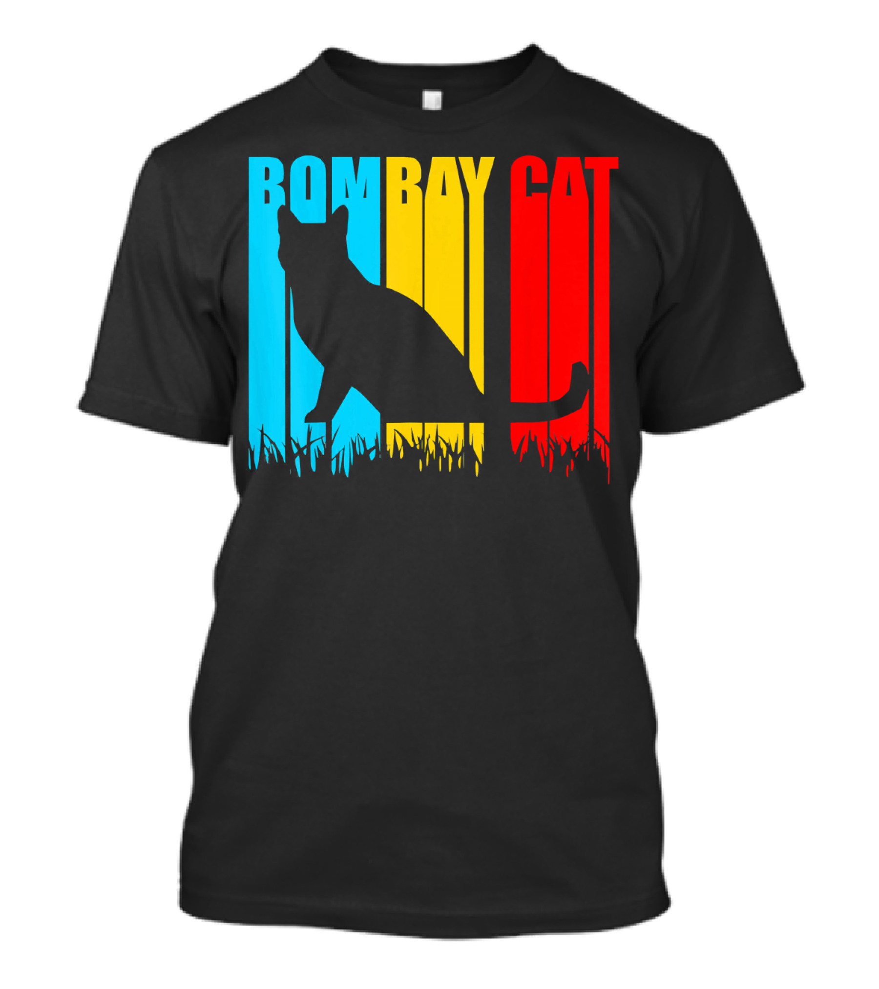 Bombay Cat Silhouette On Colorful Background For Pets Lovers T-Shirt