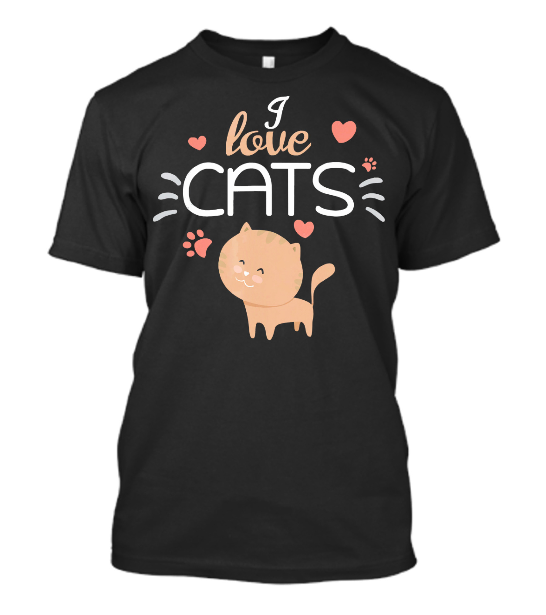 I Love Cats Cute Cartoon Feline With Hearts And Paws For Cat Lovers Sphnx T-Shirt