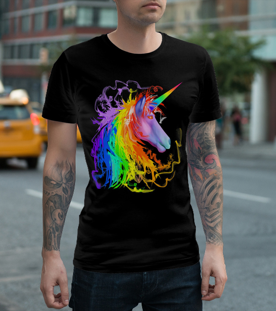 Cute Beautiful Rainbow Unicorn With Colorful Vibrant Mane T-Shirt