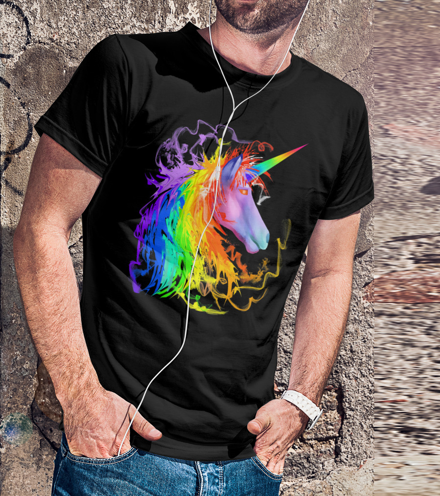 Cute Beautiful Rainbow Unicorn With Colorful Vibrant Mane T-Shirt