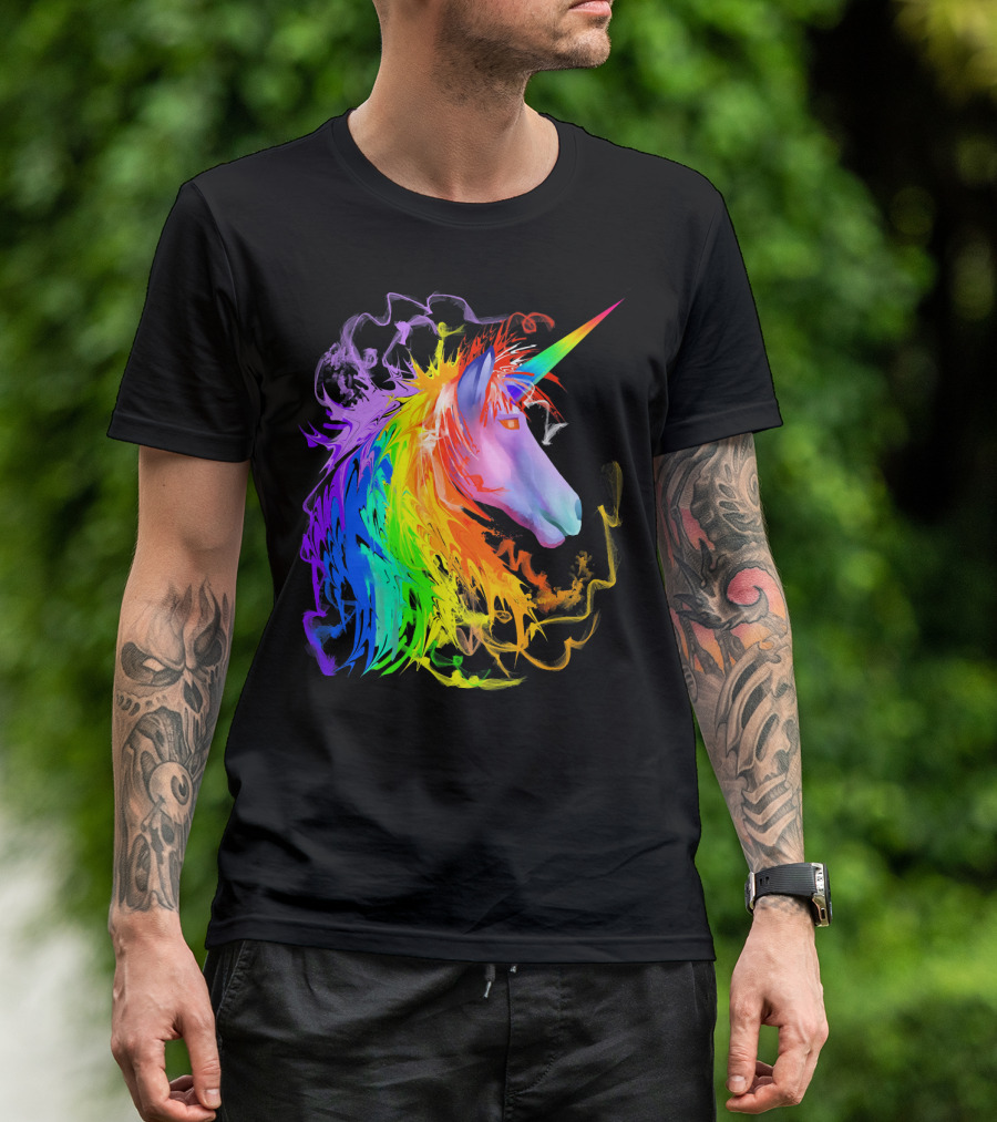 Cute Beautiful Rainbow Unicorn With Colorful Vibrant Mane T-Shirt