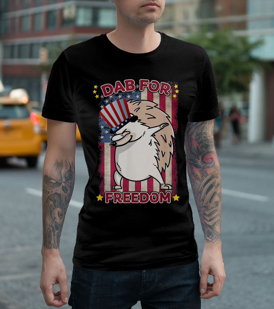DAB FOR FREEDOM HEDGEHOG USA FLAG STARS STRIPES PATRIOTIC HAT T-Shirt