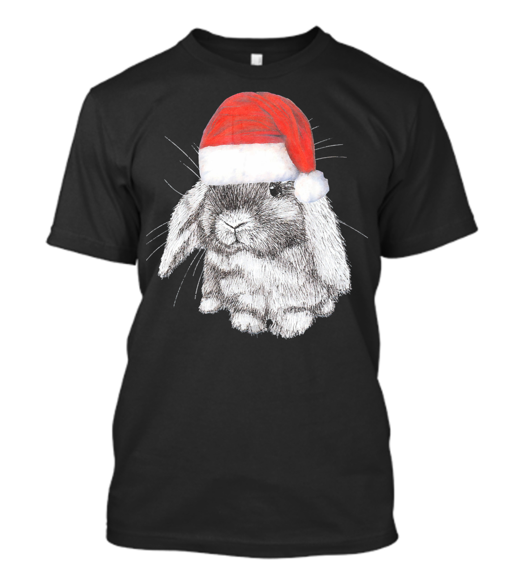 Cute Lop Eared Bunny Rabbit In Santa Hat T-Shirt