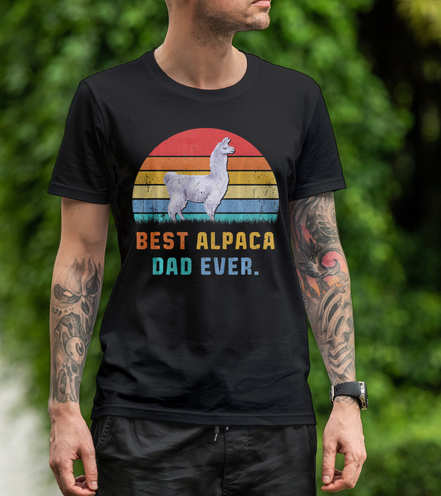Best Alpaca Llama Dad Ever Retro Animal Love T-Shirt