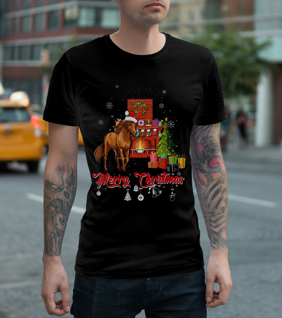 Merry Christmas Cute Horse Pet Lover Winter Holiday T-Shirt