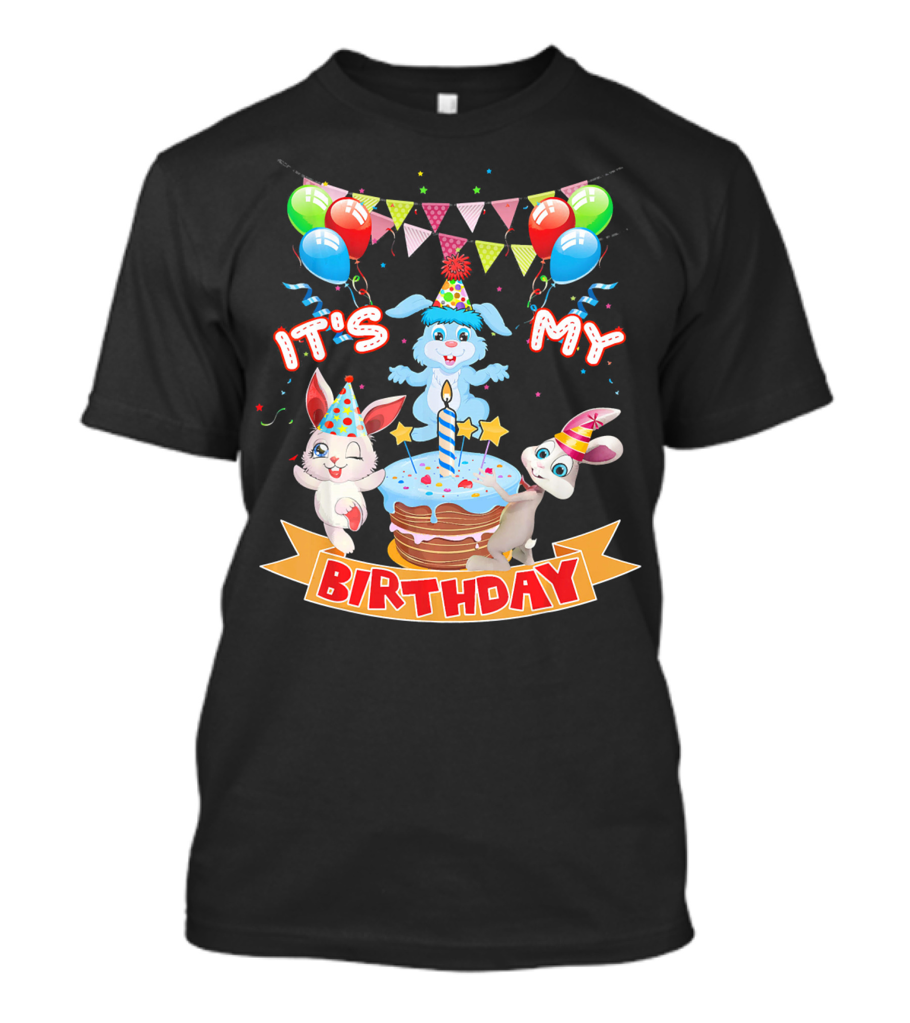 It's My Birthday Bunny Rabbit Party Celebration With Cake And Balloons T-Shirt