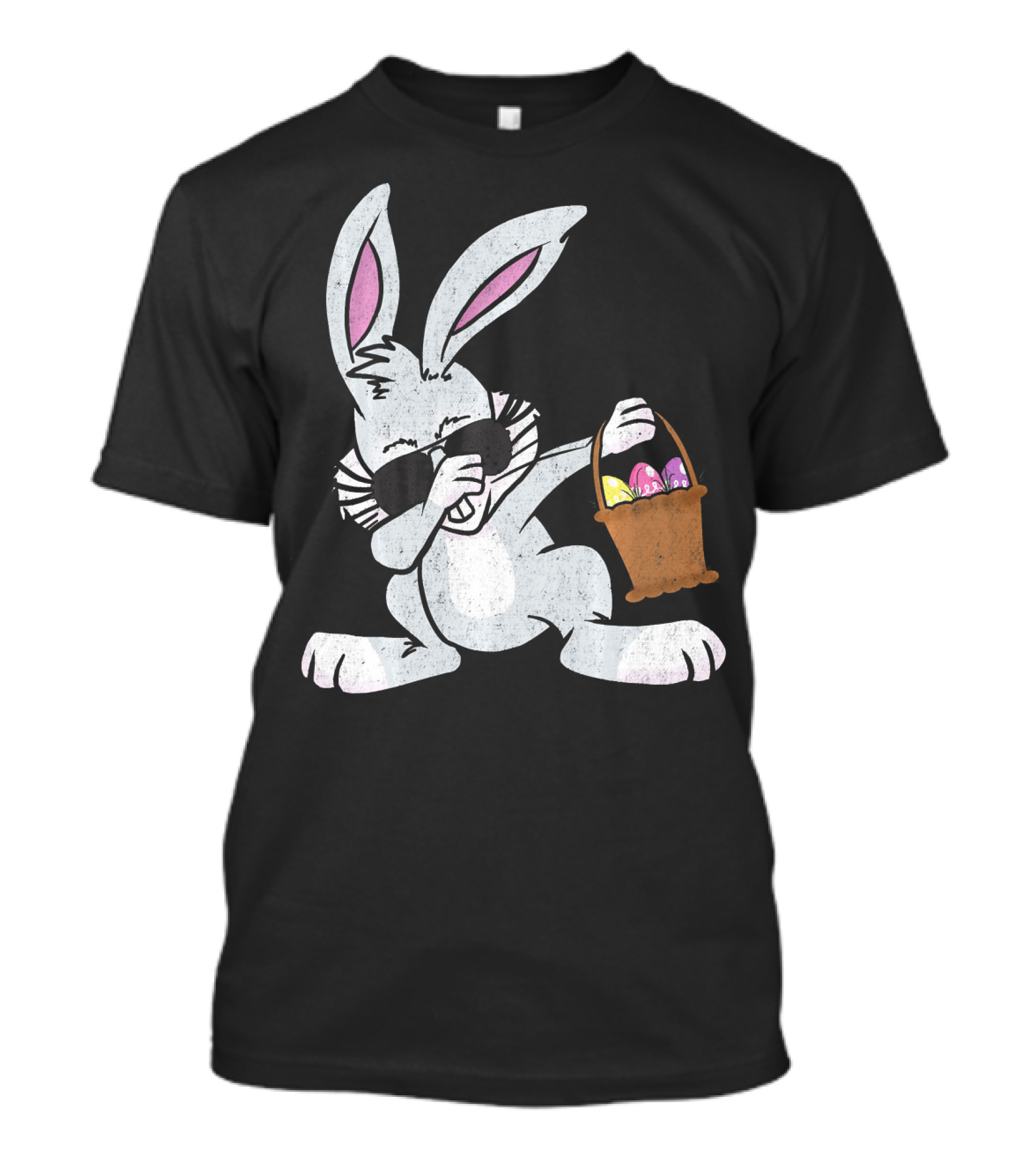 Dabbing Easter Bunny With Basket Of Colorful Eggs Cute Easter T-Shirt