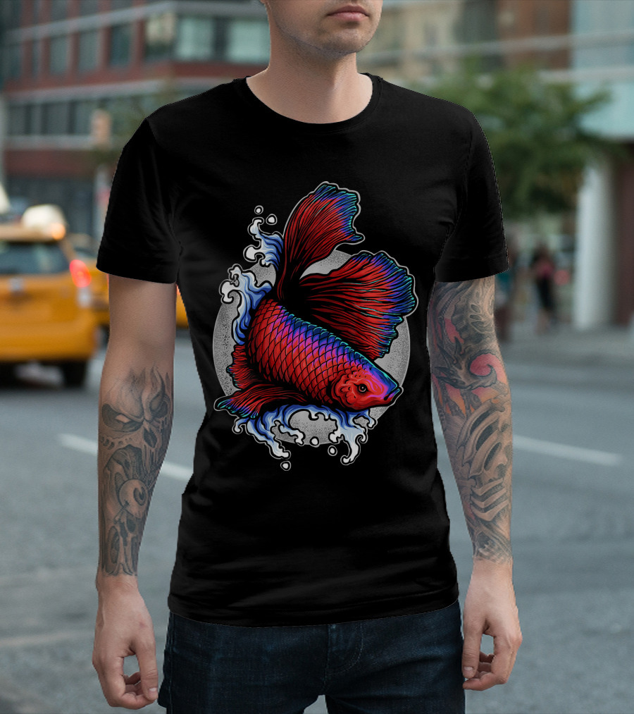 Betta Fighting Fish Splashing with Vibrant Colors T-Shirt