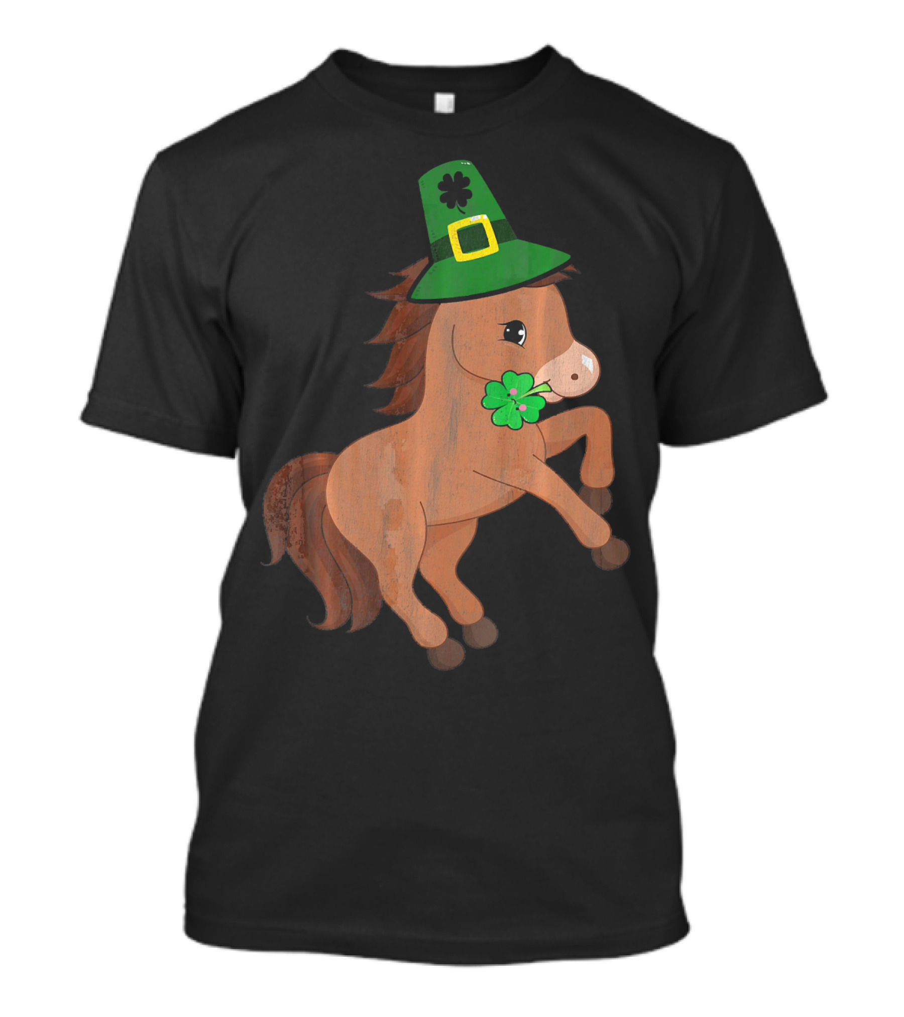 Cute Irish Shamrock St Patricks Day Leprechaun Horse T-Shirt