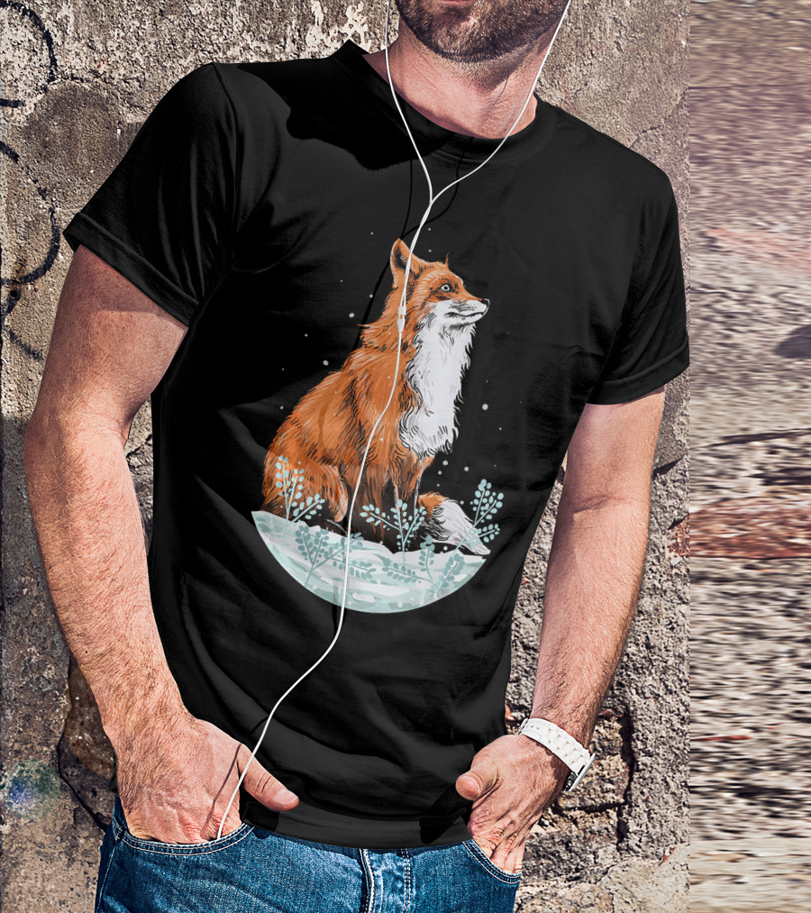 Cute Fox Lover Vintage Fox Nature Wild Forest Scene T-Shirt