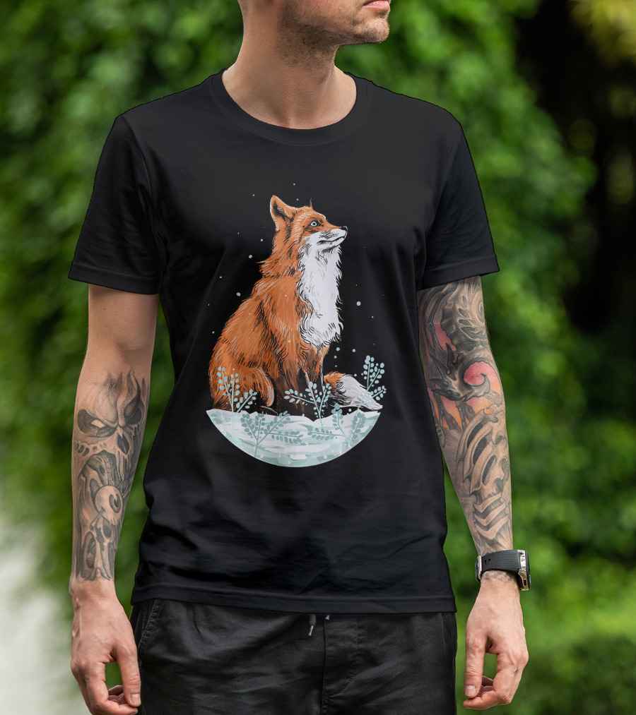 Cute Fox Lover Vintage Fox Nature Wild Forest Scene T-Shirt