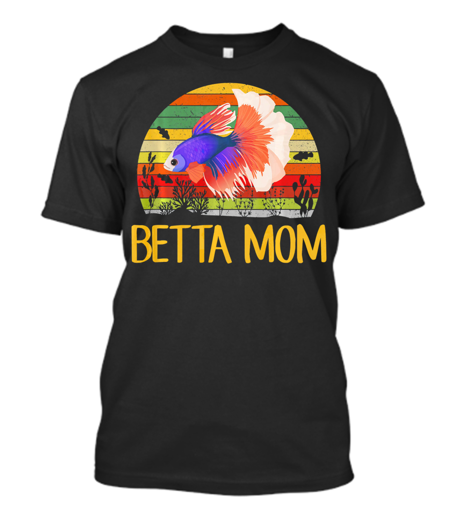 Betta Mom Women Splendens Betta Fish Retro Stripes T-Shirt