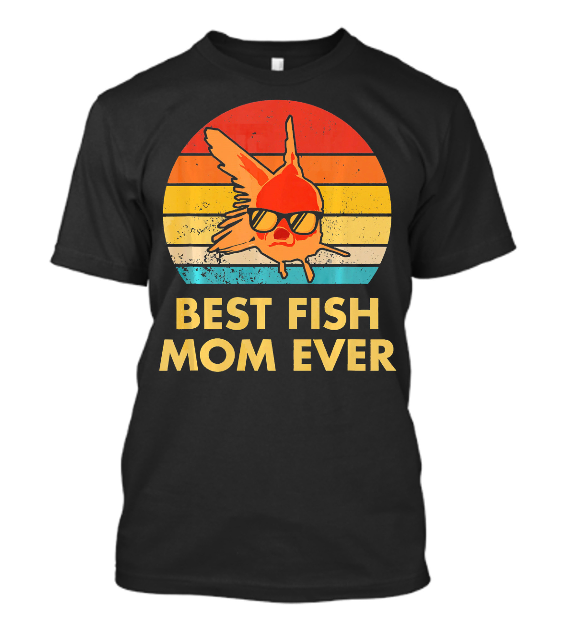 Best Fish Mom Ever Goldfish Retro Sunglasses Stripes T-Shirt