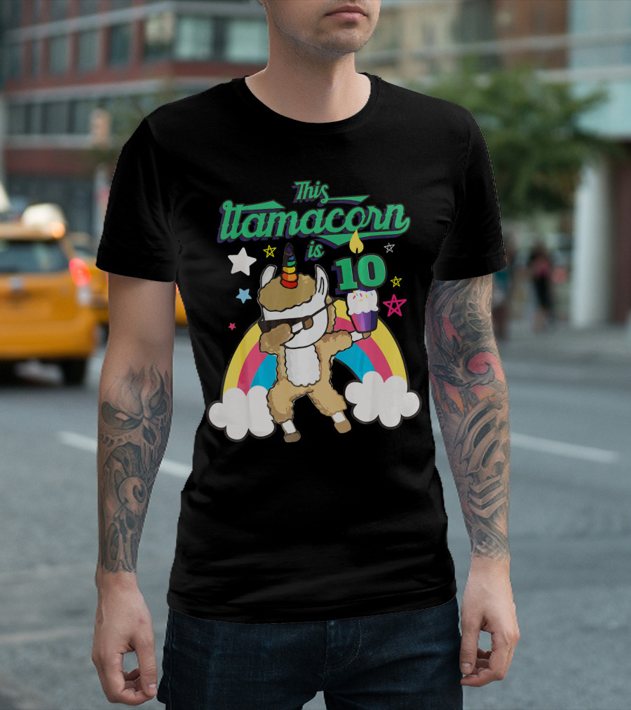 This Llamacorn Is 10 Dabbing Llama Unicorn Birthday Party T-Shirt