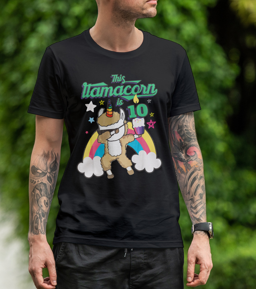 This Llamacorn Is 10 Dabbing Llama Unicorn Birthday Party T-Shirt