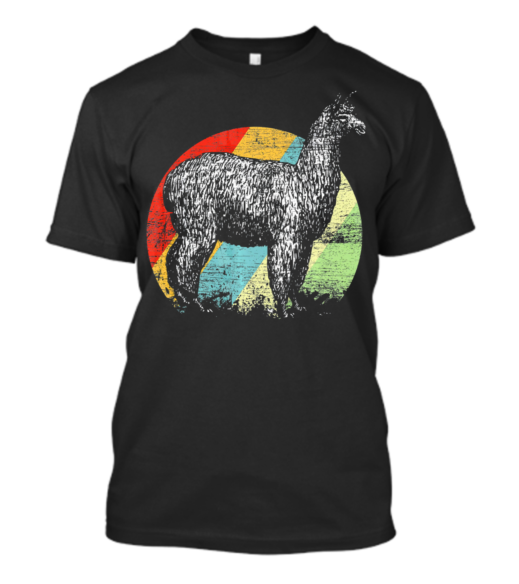 Animal Lover Idea Zoo Animals Alpaca Retro Circle T-Shirt