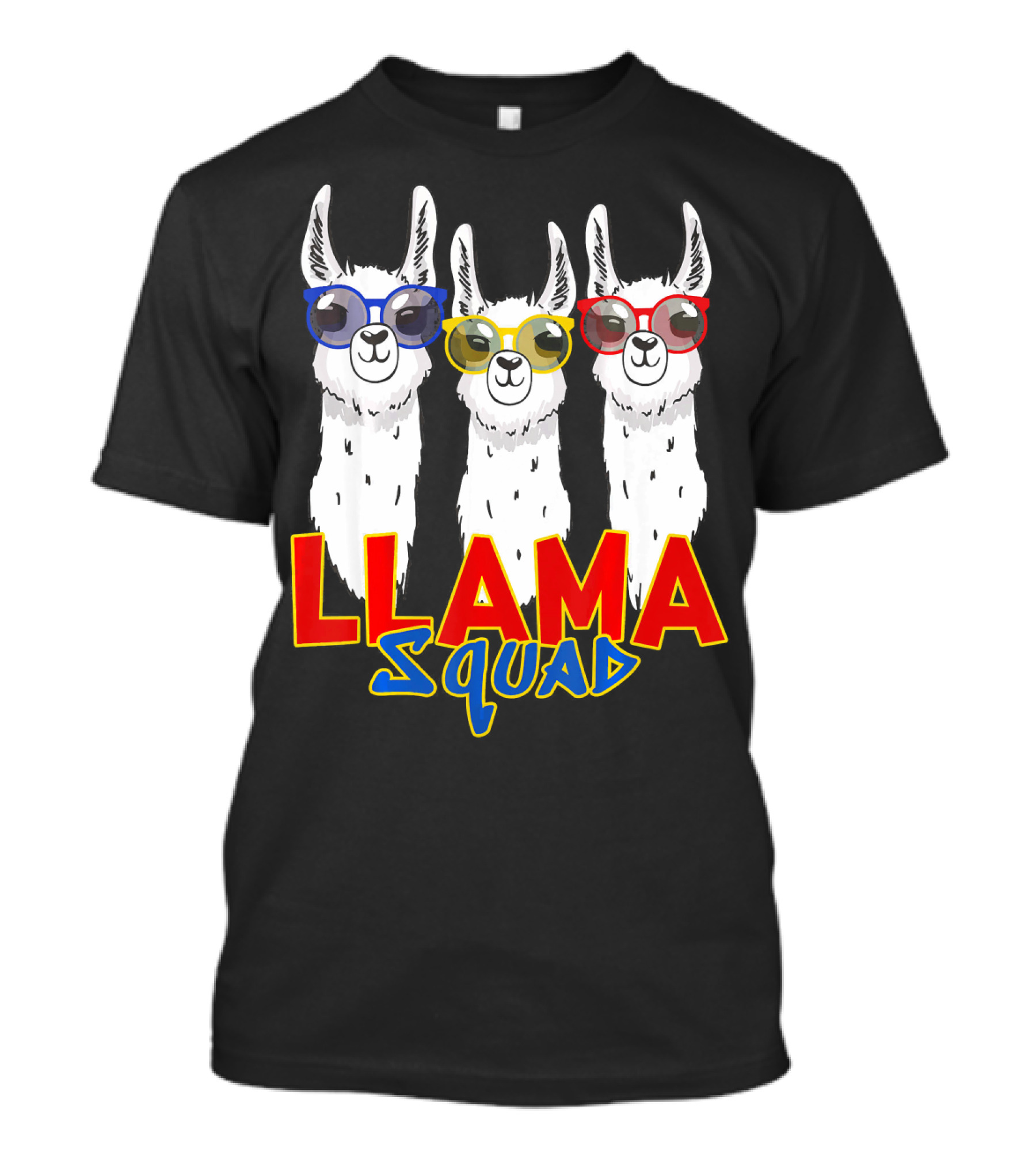 Llama Squad Cute Funny Alpaca Trio With Colorful Glasses T-Shirt