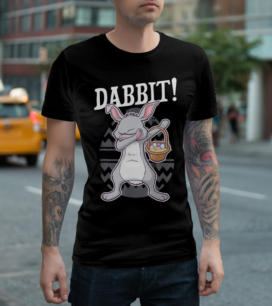 Dabbit Dabbing Easter Bunny With Egg Basket T-Shirt