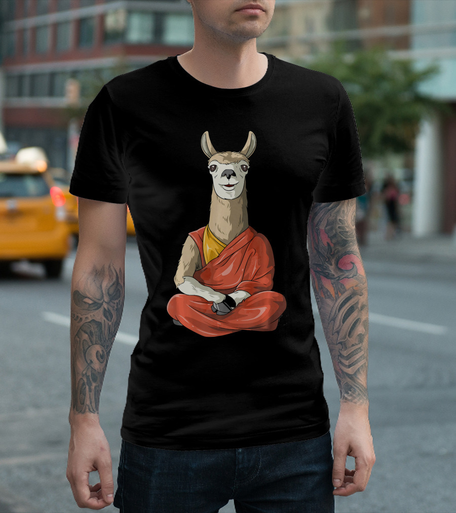 Dalai Llama Meditating Alpaca Buddhist Robes T-Shirt