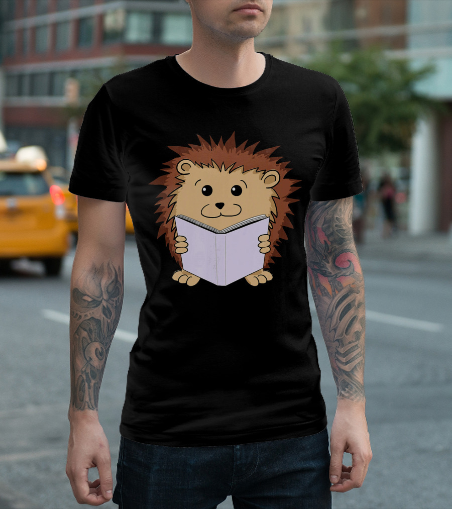Book Nerd Hedgehog Reading Cute Book T-Shirt