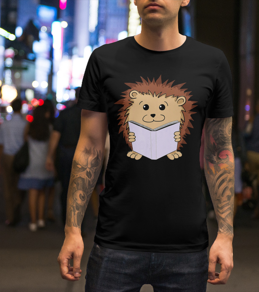 Book Nerd Hedgehog Reading Cute Book T-Shirt