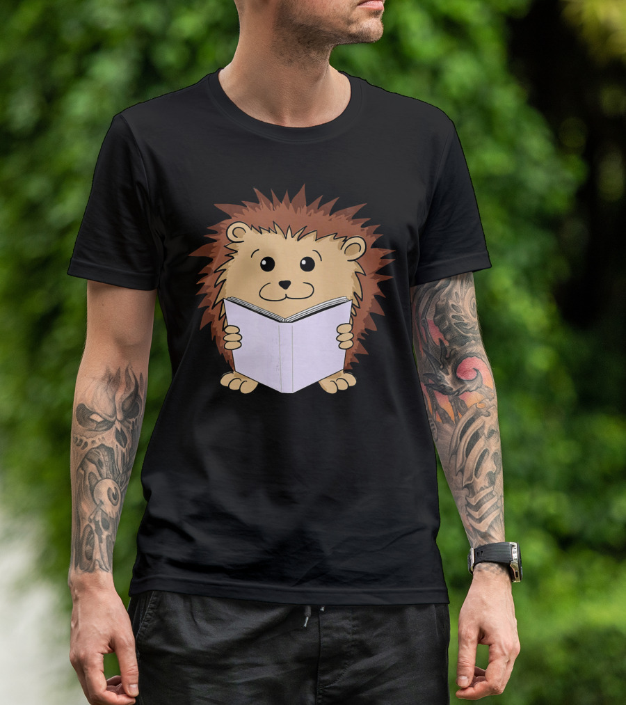 Book Nerd Hedgehog Reading Cute Book T-Shirt
