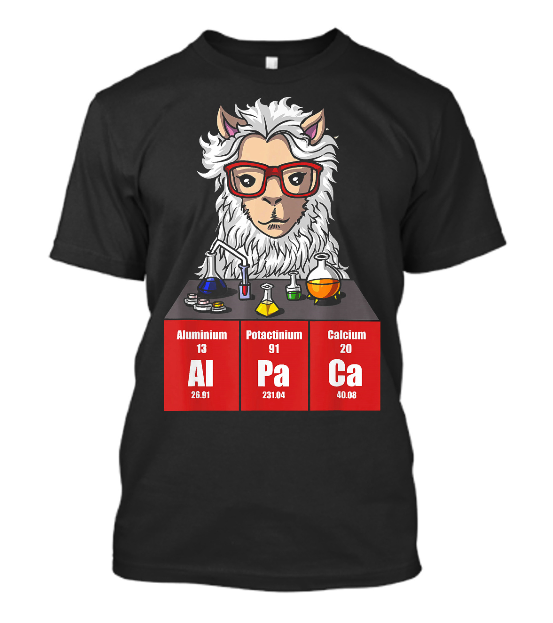 Aluminium Potactinium Calcium Llama Chemistry Science Teacher T-Shirt