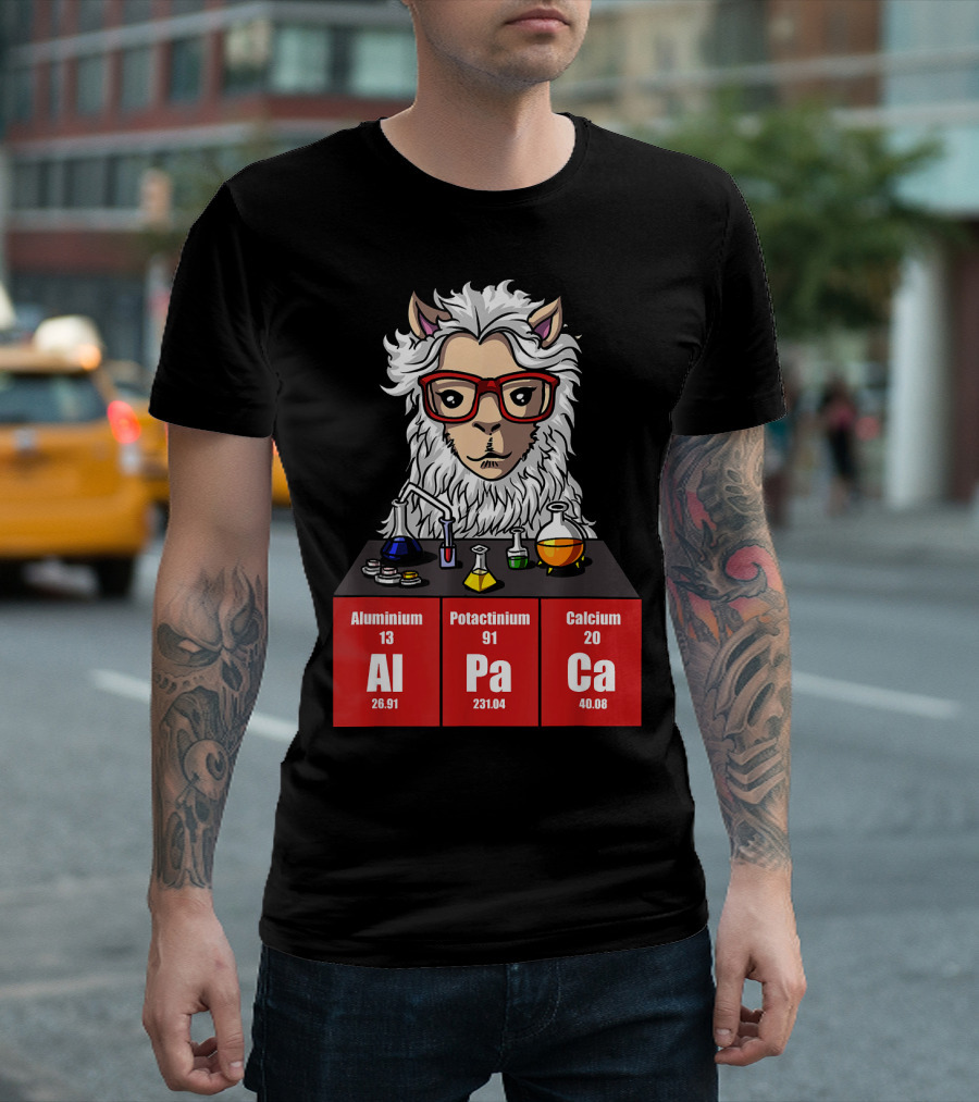 Aluminium Potactinium Calcium Llama Chemistry Science Teacher T-Shirt