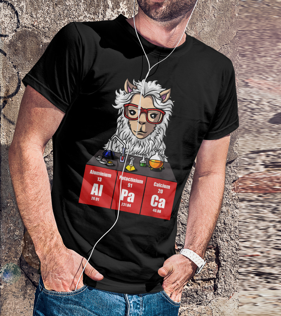 Aluminium Potactinium Calcium Llama Chemistry Science Teacher T-Shirt