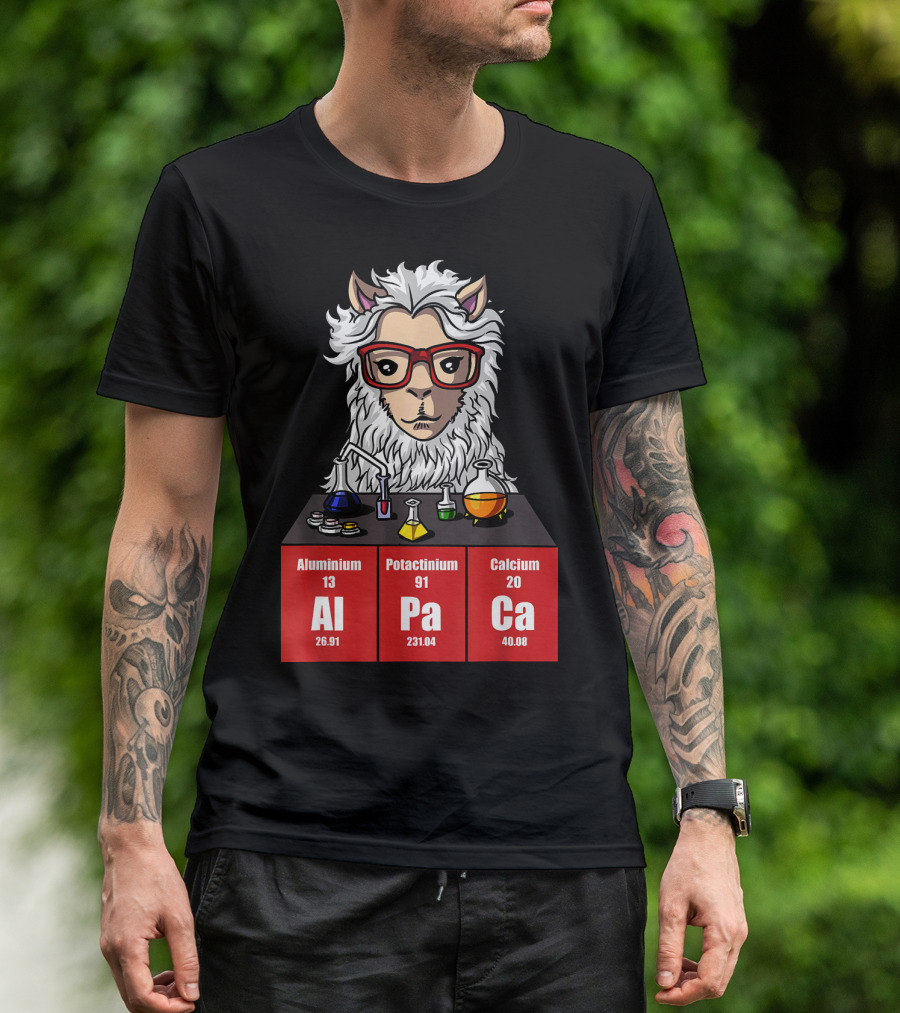 Aluminium Potactinium Calcium Llama Chemistry Science Teacher T-Shirt