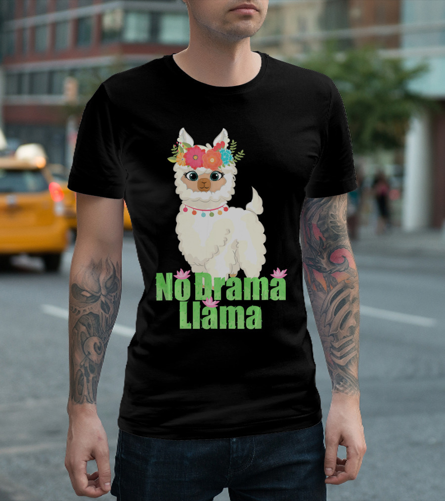 No Drama Llama Cute Flower Crown T-Shirt