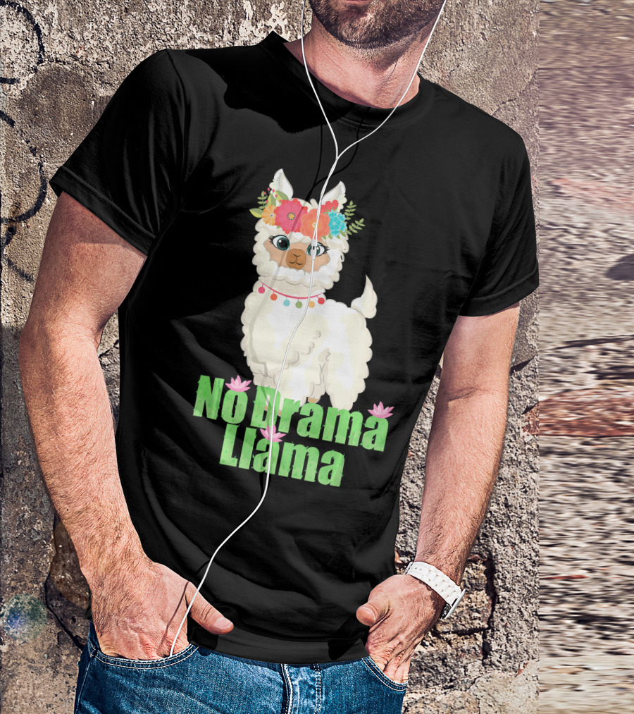 No Drama Llama Cute Flower Crown T-Shirt