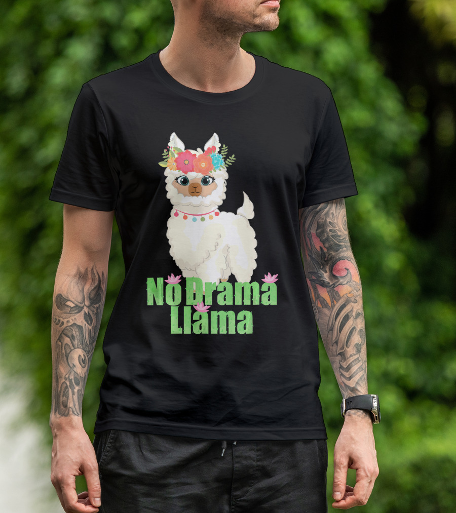 No Drama Llama Cute Flower Crown T-Shirt