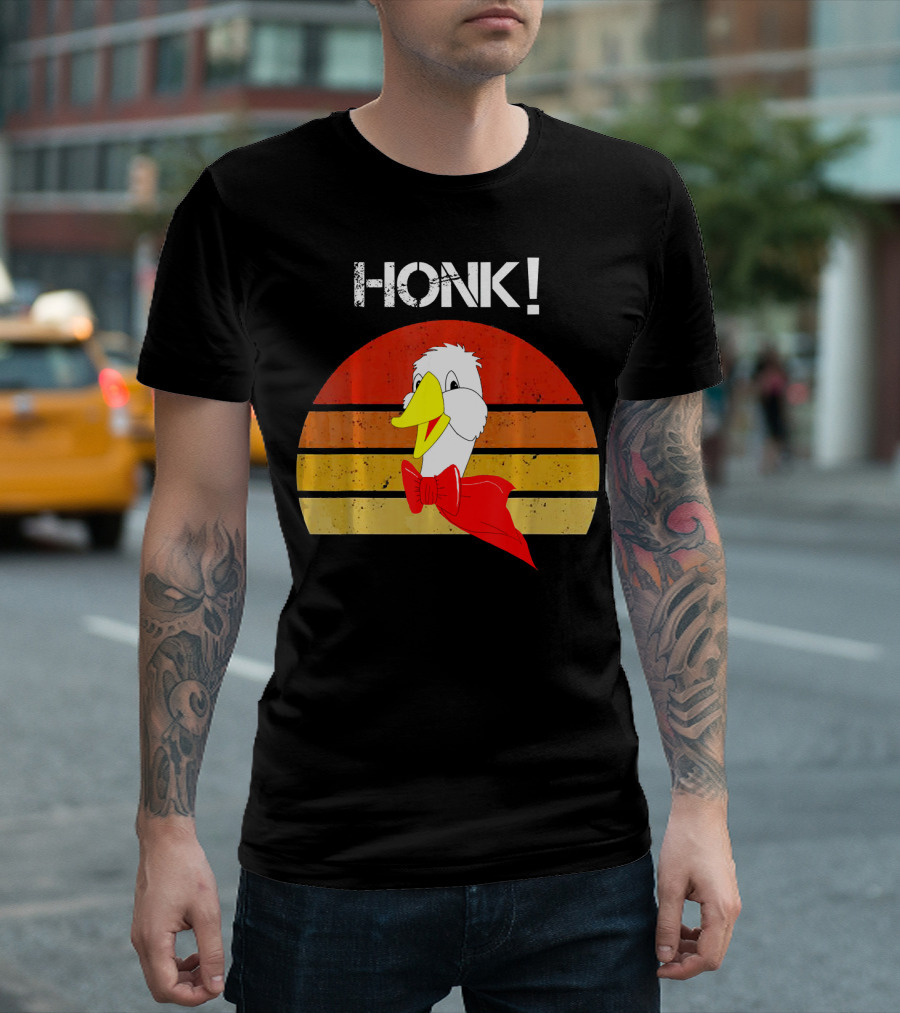 Honk Goose Retro Sunset with Red T-Shirt